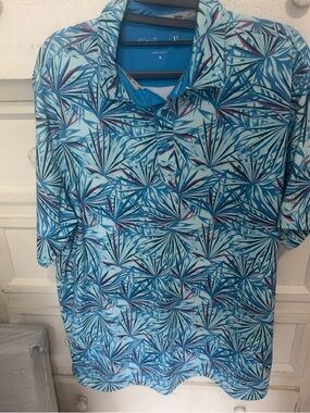 Walter Hagen Blue Tropical Print Polo